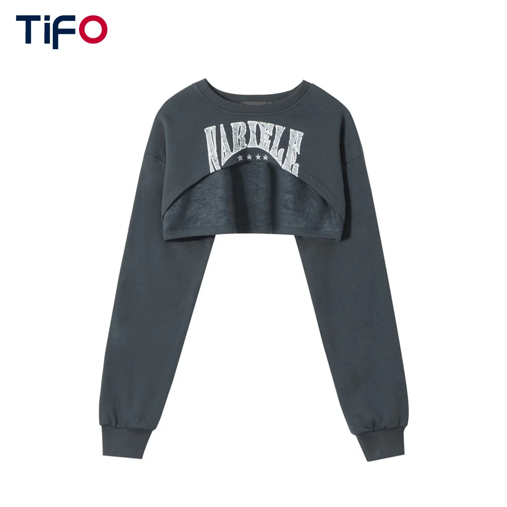 

Свитшот женский с длинным рукавом и круглым вырезом