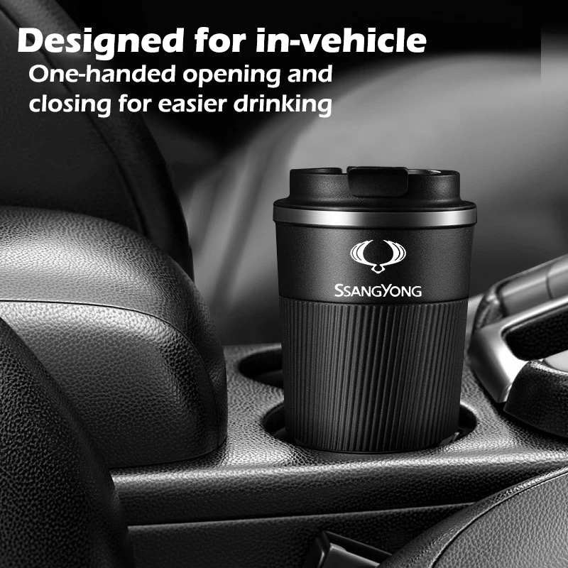 

500ml Stainless Steel Coffee Mug Hot/Iced Vacuum Coffee Cup Travel Mug Car Accessories For Ssangyong Kyron Actyon Korando Rexton