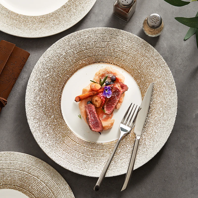 

Brushed Texture Plate Commercial Restaurant Steak Plate Creative New Dish Plate Ceramic Dessert Sushi Plate