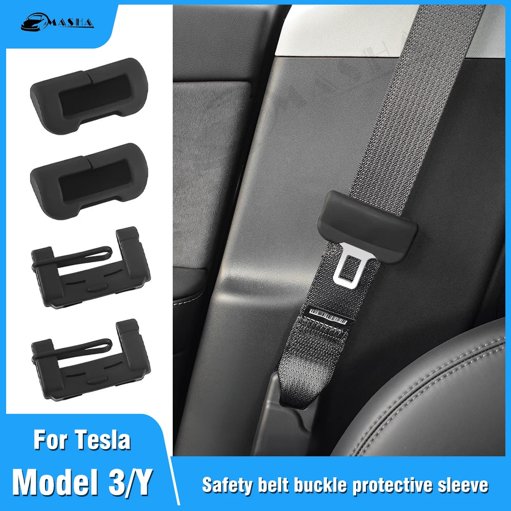 

For Tesla Model 3 Model Y Car Seat Belt Buckle Clip Protector Car Styling Safety Belt Buckle Sleeve ModelY Car Accessories