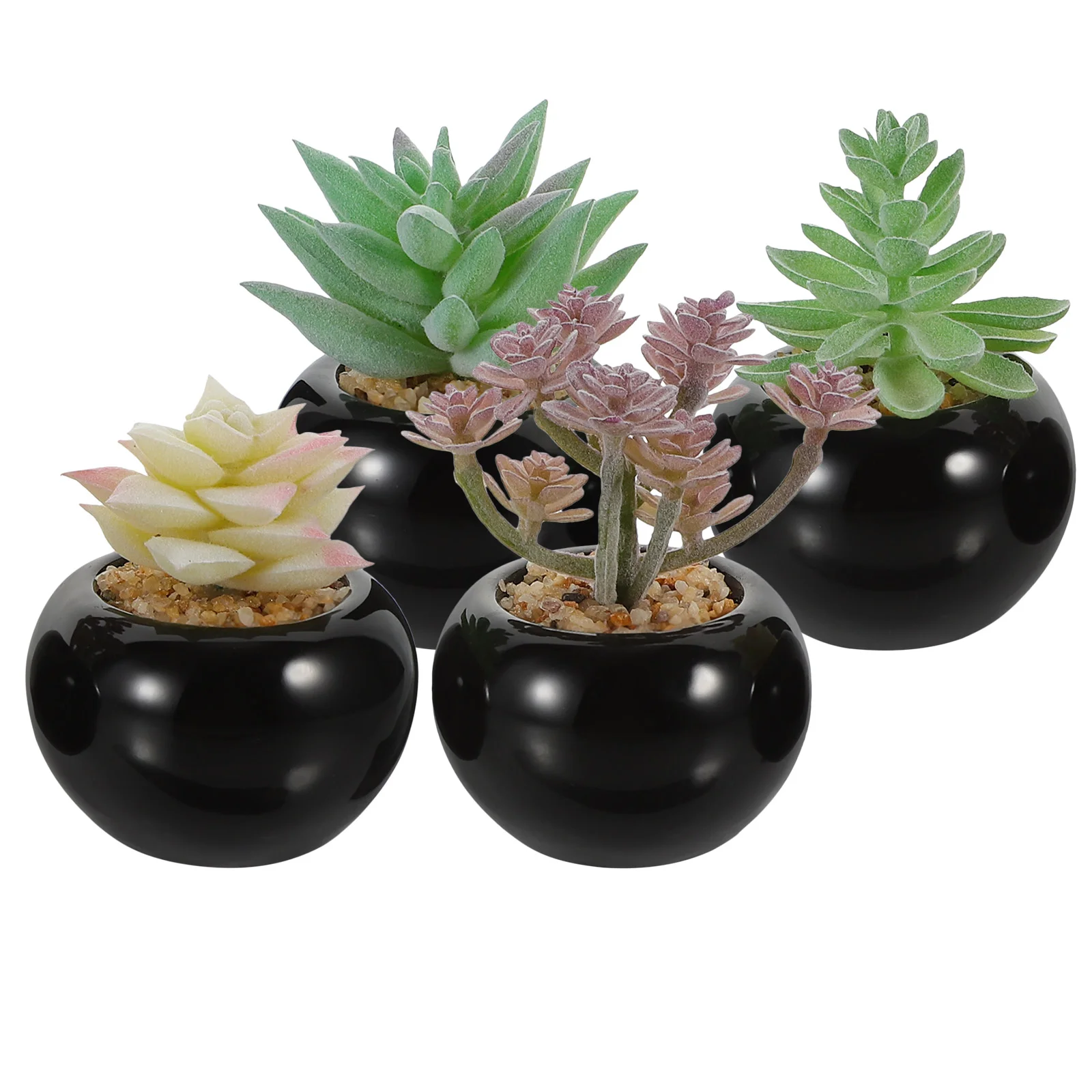 

4 Pcs Simulated Bonsai Artificial Succulents Small Mini Plants Miniature Landscape Decor Fake Pots Faux Potted Desk