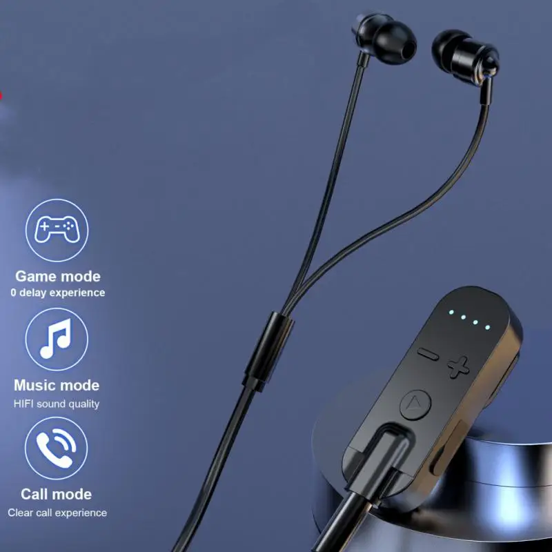 

V98 Collar-clip Bluetooth 5.1 Wired Headset ENC Noice Cancelling Adapter Game Low Latency HiFi Headphone Detachable Audio Cable