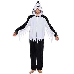 Eraspooky Adult White Ghost Pajamas Men Onesies Hooded Women Sleepwear Halloween Costume Kigurumi Cosplay Carnival Fancy Dress