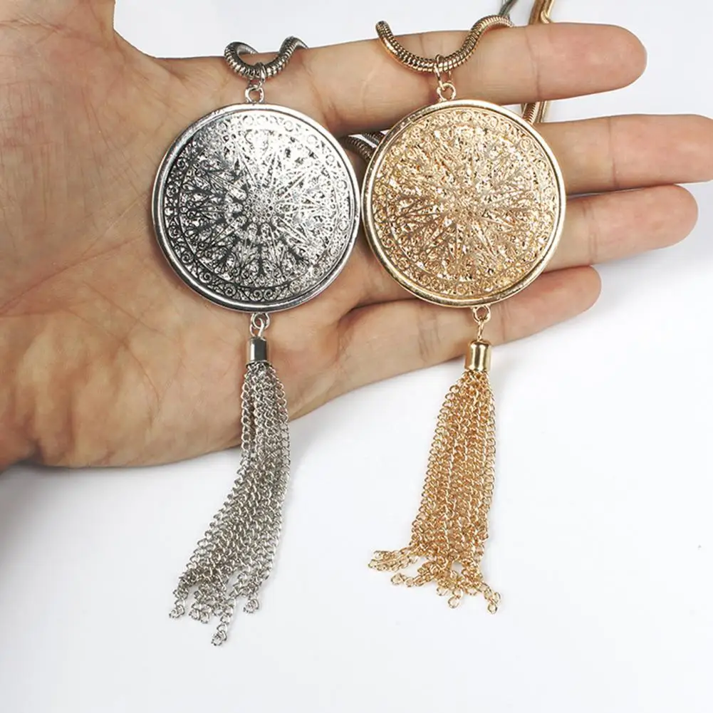 Длинное ожерелье с подвеской для женщин и девушек кольцо узлом кисточкой