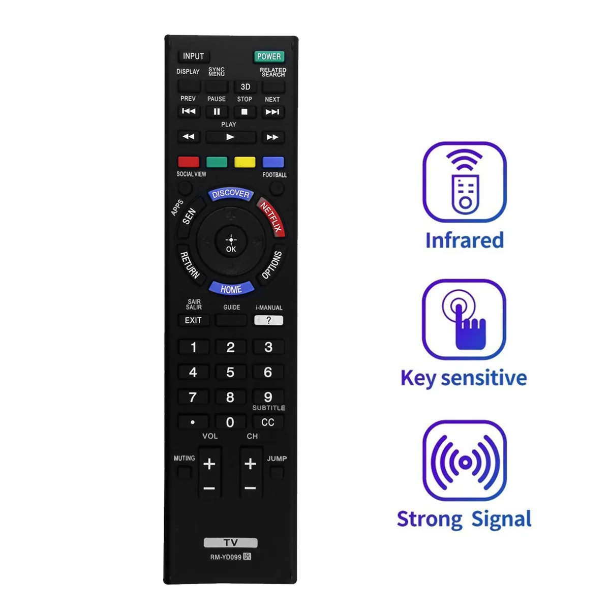 

Replace RM-YD099 TV Remote Control for Sony KDL-42W805B/ 50W805B/ 50W807B/ 55W805B/ 55W955B/ 55W957B/ 60W855B/ 60W857B