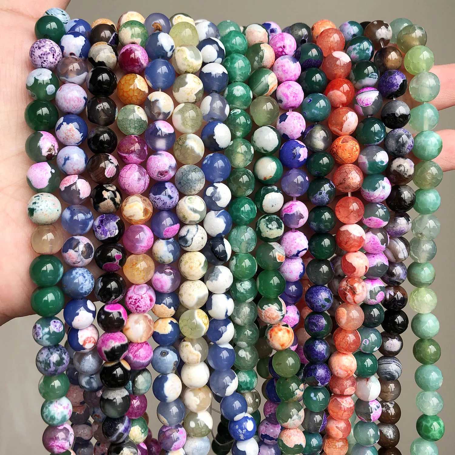 

Natural Stone Beads Fire Dragon Veins Agates Loose Spacer Beads For Jewelry Making DIY Charm Bracelet Neckalce Earrings Finding