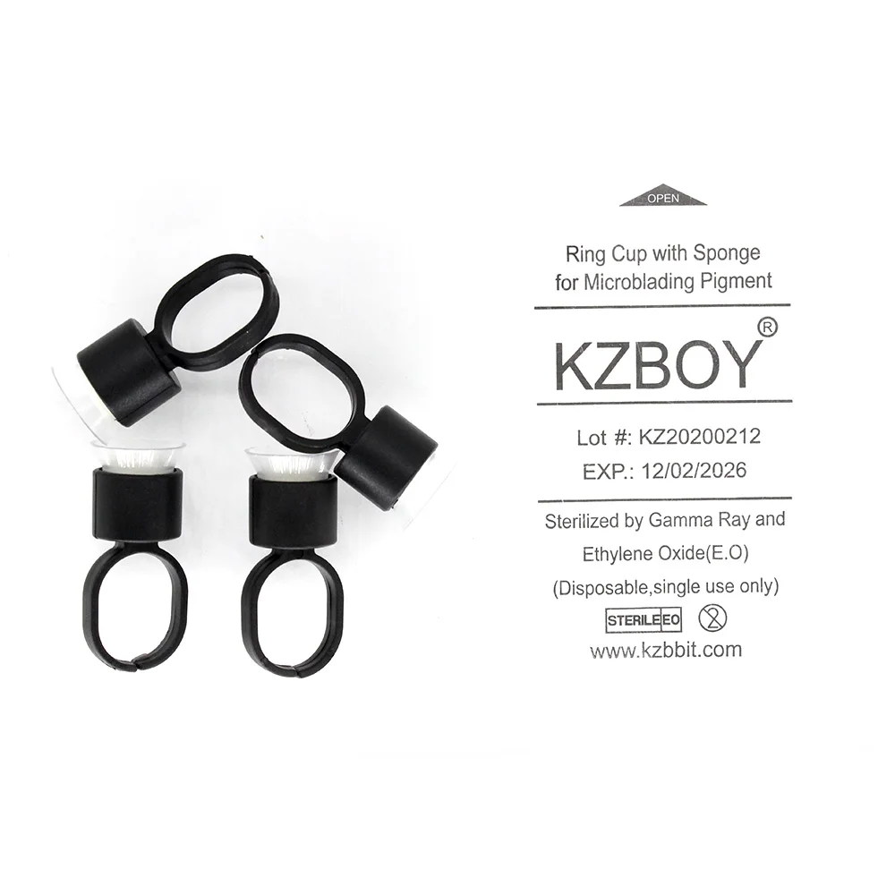 

KZBOY Sterile Individual Package Pigment Holder Microblading Ring Cup with Sponge Microblading Accessories