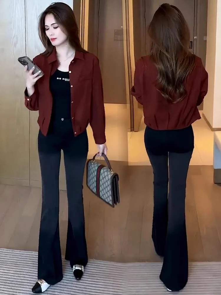 Fashion Age-Reducing Short Cardigan Outerwear Women 2024 Spring and Autumn New Loose Small Single-Breasted Polo Top