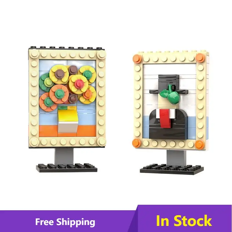 

MOC Pixel Art Sunflower Mosaic Art Painter Van Gogh Starry Sky Pixel Painting Creative Building Block Model Toys For Child Gifts