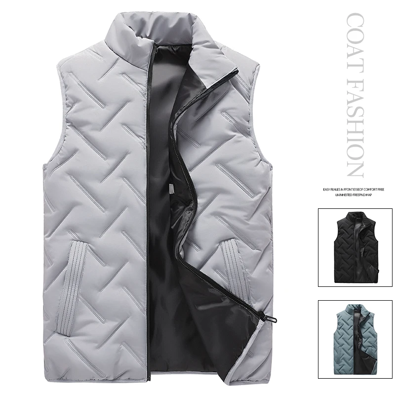 

2022 Korean Casual Men's Sleeveless Cotton-Padded Jacket Men PrimaloftOne Vest Stand Collar Waistcoat Male 3 Colour S-5XL M77