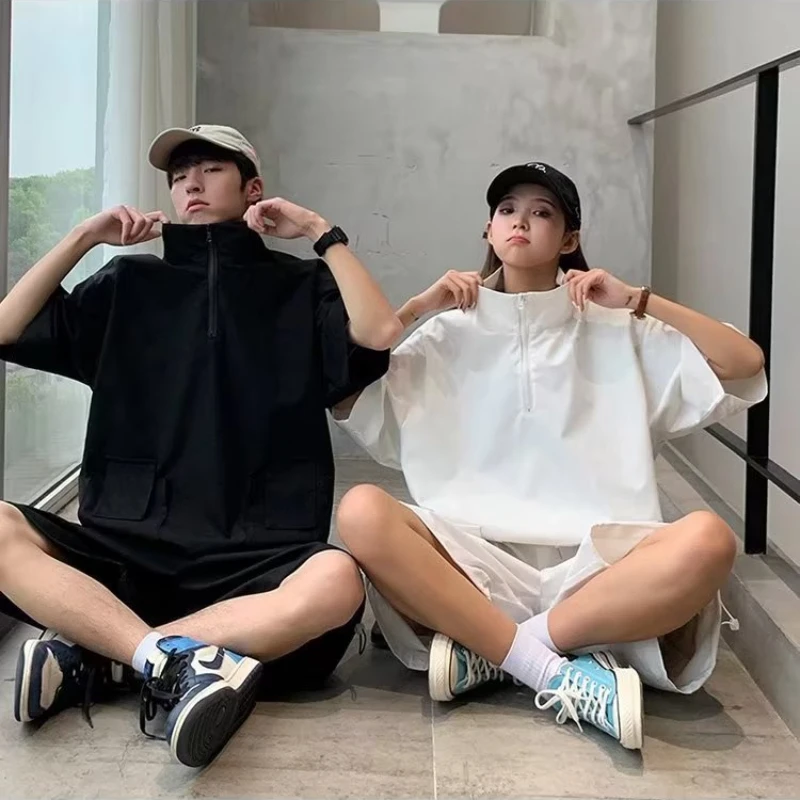 

Cargo Pants Short Suit Male Summer Solid Color Loose Tshirts and Shorts 2 Piece Set Japanese Style Outdoor Casual Tracksuit Men