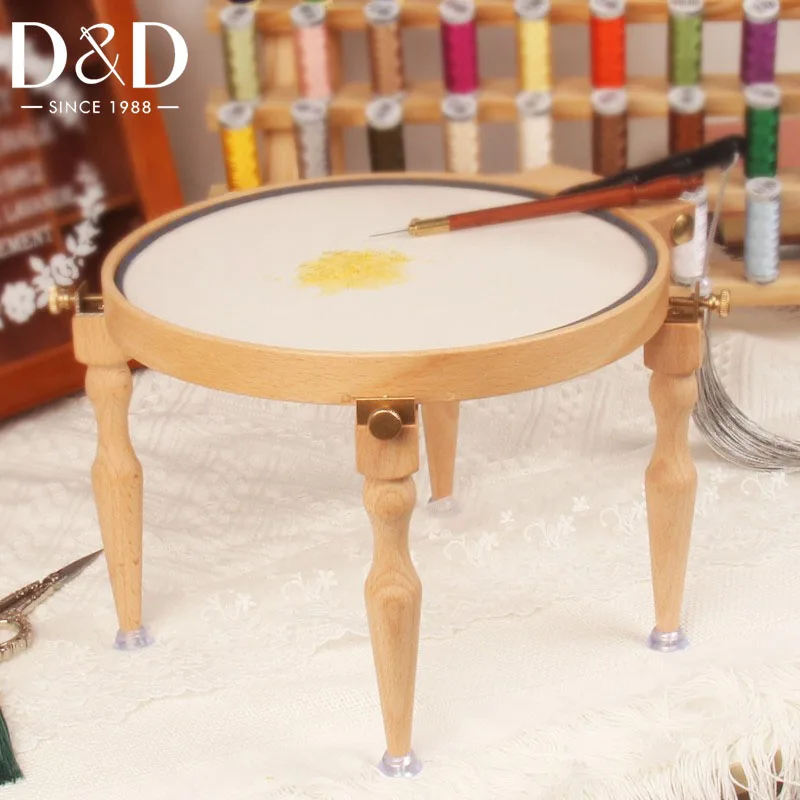 D&D 3/4pcs Adjustable Portable Wooden Embroidery Hoop Stand Set Morgan Lap Stand Needlework Cross Stitch Frame Rack