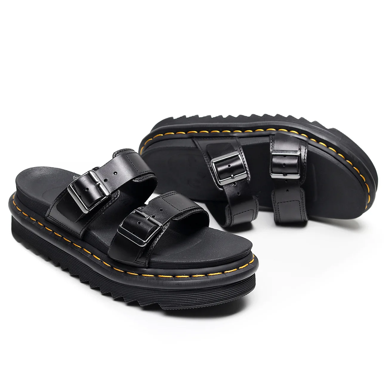 

Martin sandals for women Roman buckle open-toed beach muffins real cowhide fish mouth fashion sandals