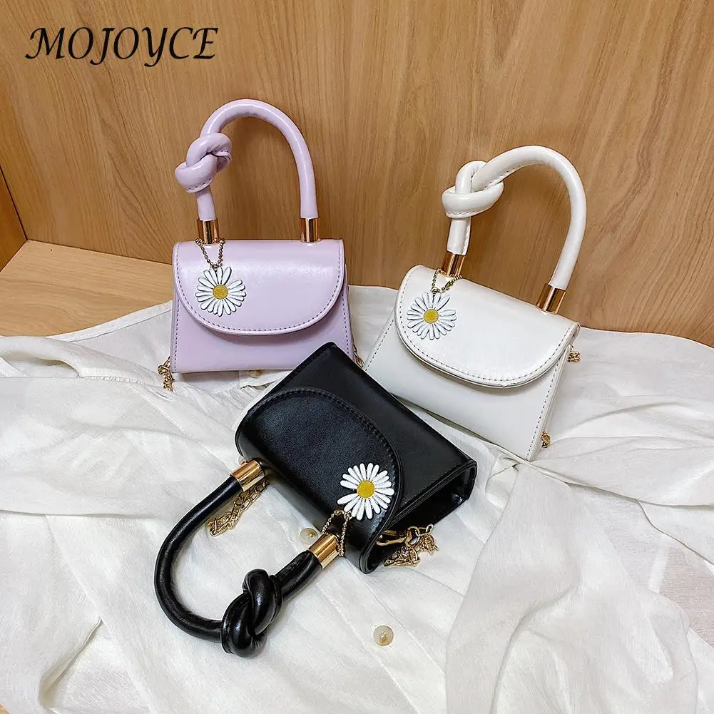 

Fashion Exquisite Shopping Bag Women Mini Totes Bags Daisy Pin Badge PU Crossbody Chain Purse Shoulder Handbag