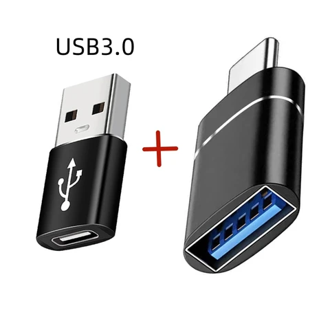 Переходник для зарядного устройства с USB 3,0 на Type C OTG, 2 шт.