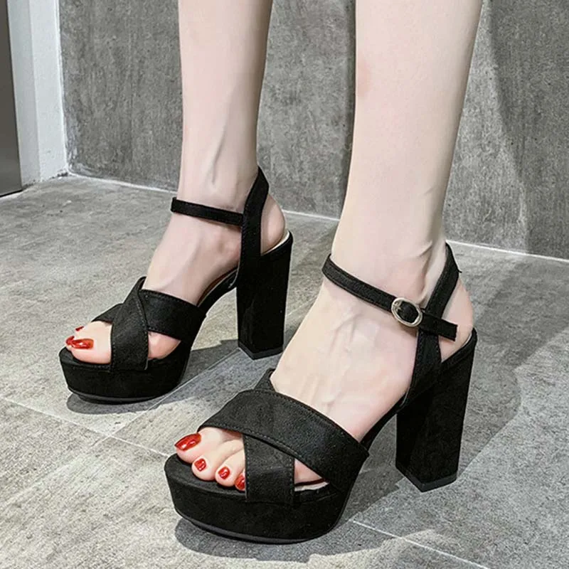 

JMPRS Super High Heels Sandals Women Cross Strap Chunky Platform Gladiator Shoes Woman Summer 2022 Ankle Wrap Sandalias De Mujer