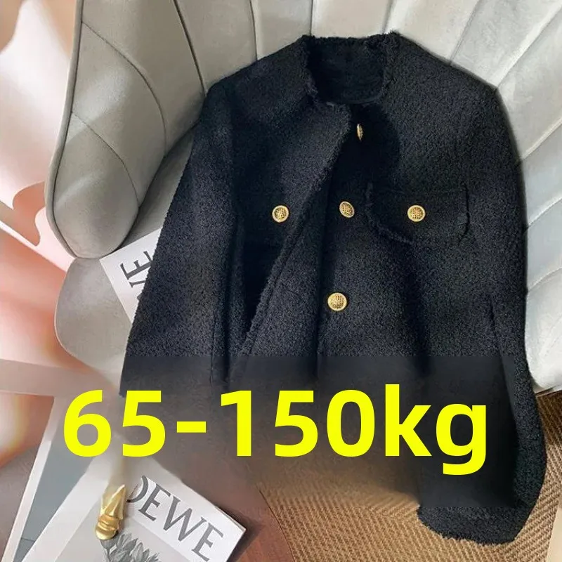 Плюс размер твидовый стиль грубый пиджак для женщин весенне-осенний сезон