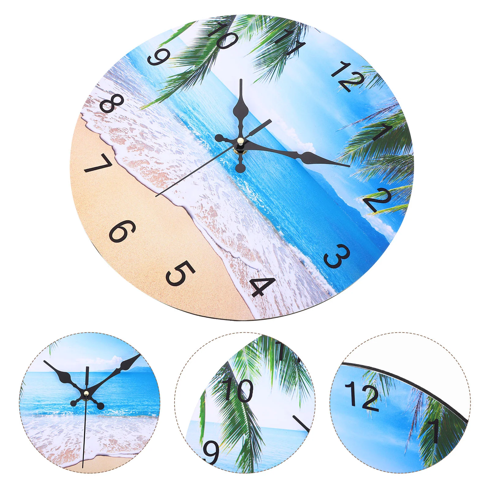 

Pocket Watch Wall Clock Hanging Decor Beach Scenery Designed Adorn Arab MDF Home