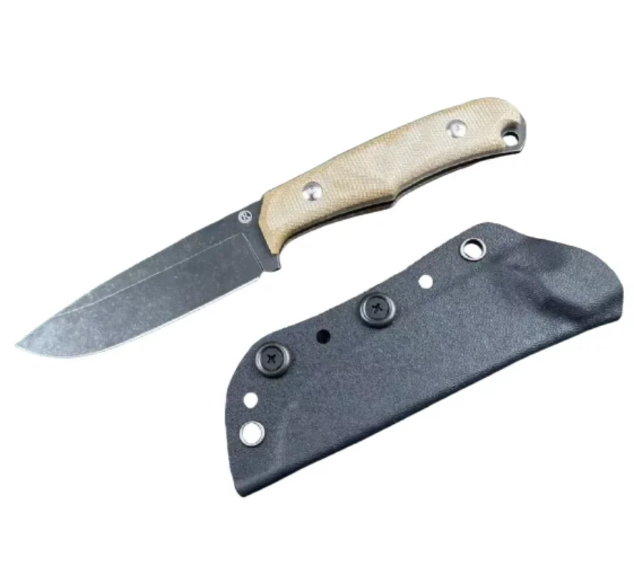 ChrisCR Backpacker Нож с прямым фиксированным лезвием 12C27N Лезвие Micarta Ручка Тактический