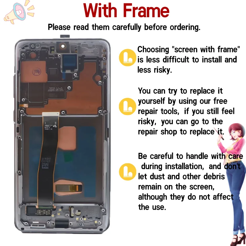 Tanie Oryginalny S20P AMOLED Do Samsung Galaxy S20 Lcd G980F/DS Wyświetlacz Ekran Dotykowy Digitizer S20 Plus Wyświetlacz G985F LCD Z Wadą