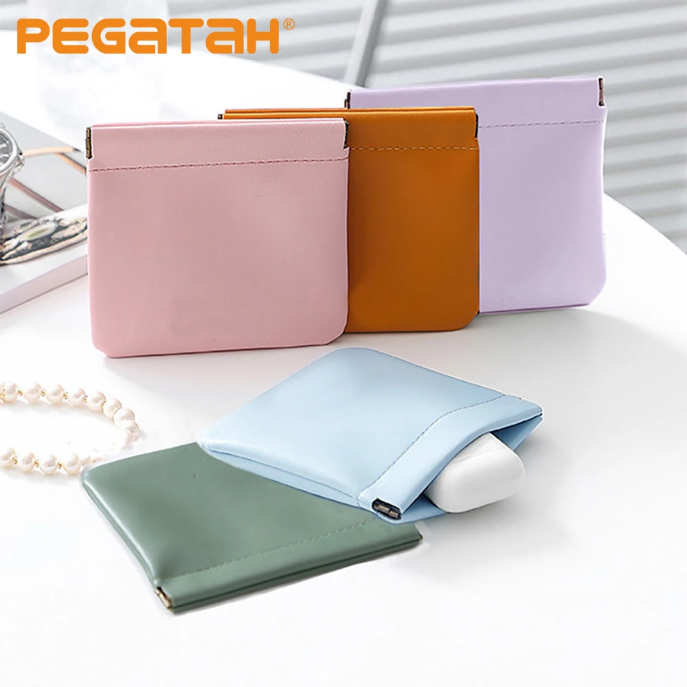 

Lipstick Pouch Leather Cable Organizer Bag Sealing Coins Keys Organizer Bag Jewelry Earphone Storage Pouch
