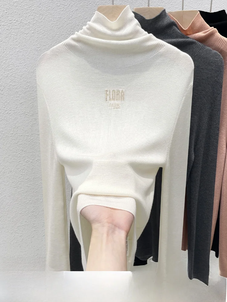 Водолазка шерстяная вязаная нижняя рубашка женский осенне-зимний свитер