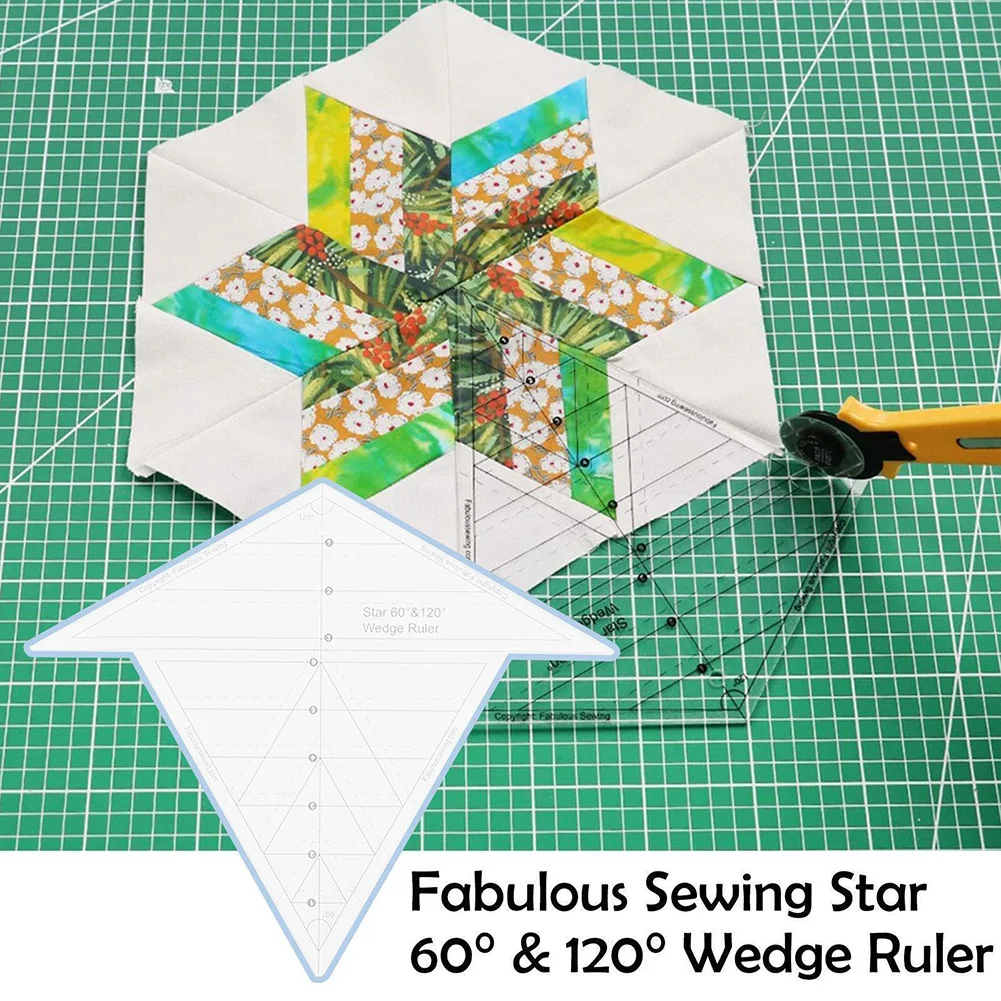 

Sewing Star 60 Degree 120 Degree Wedge Ruler Diamond Ruler Quilting Ruler Clear Acrylic Tailor Sewing Tool For Sewing