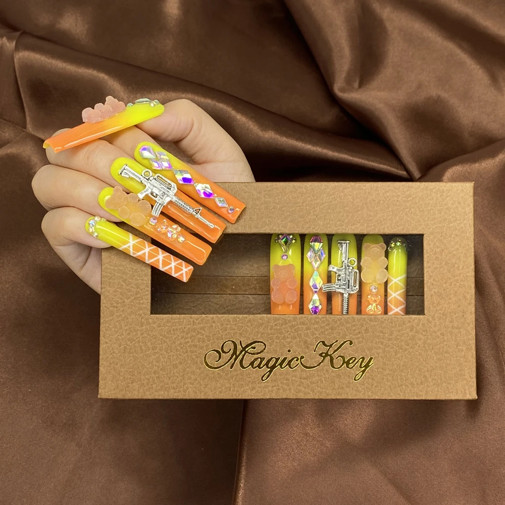 MagicKey популярные роскошные ногти пресс на 10 шт. толщина акриловые французские
