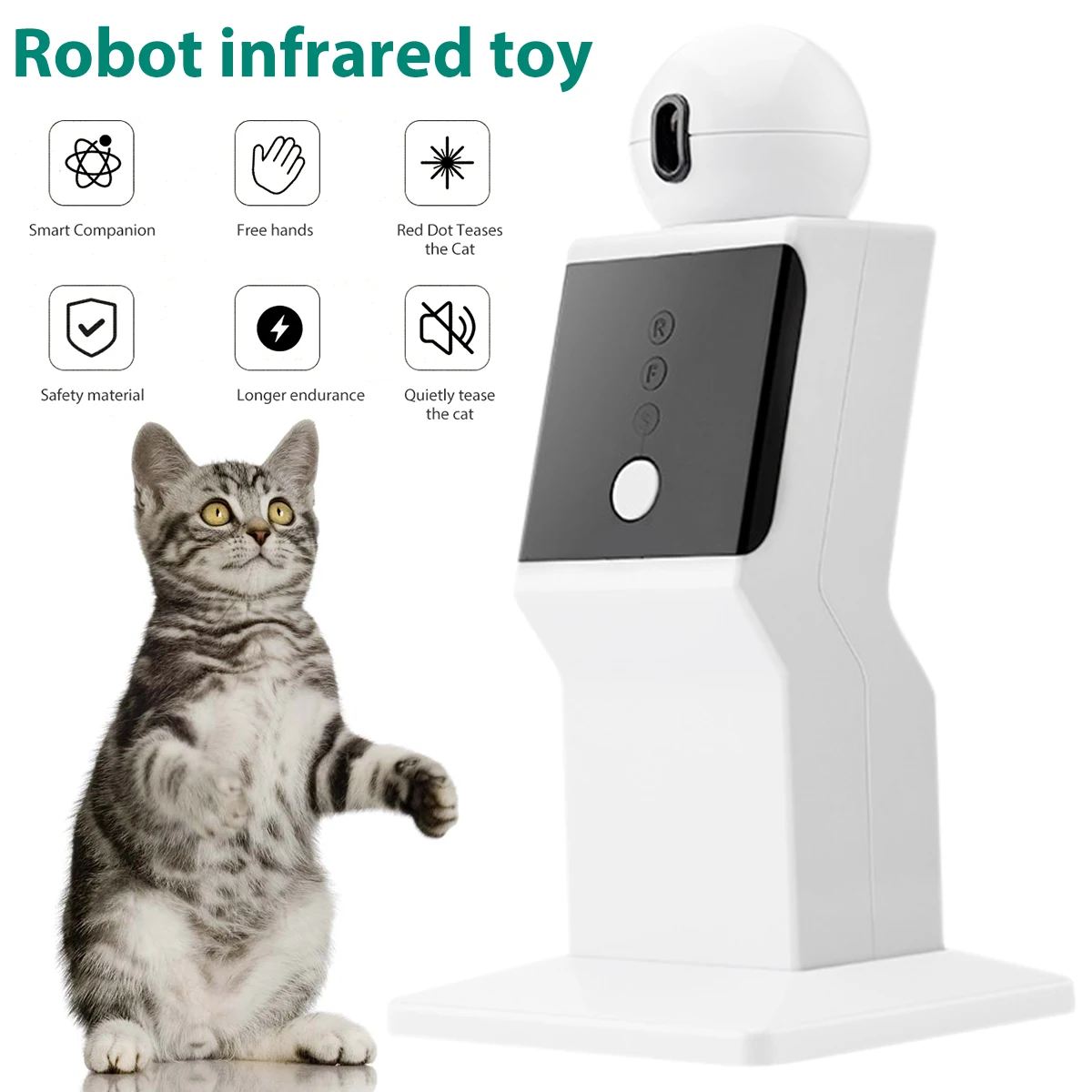 

Cat Interactive Toy Automatic Cat Red Dot Toy with 3 Speed Setting and Timming 360 Degree Rotating Cat Exercise Training Chaser