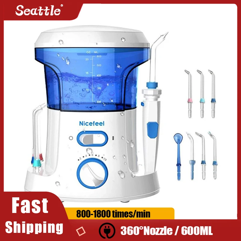 

Professional Oral Irrigator Dental Jet SPA 600ml Water Tank Pulse Flosser Tooth Whitening Jet Tips With 7 Nozzles For Family