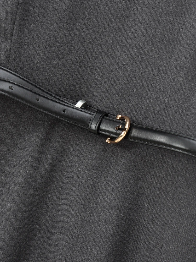 KAOPU ZA женское мини-платье с поясом винтажное платье круглым вырезом и длинными