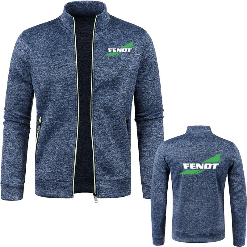 Хлопковая мужская куртка простой однотонный кардиган с круглым вырезом деловой