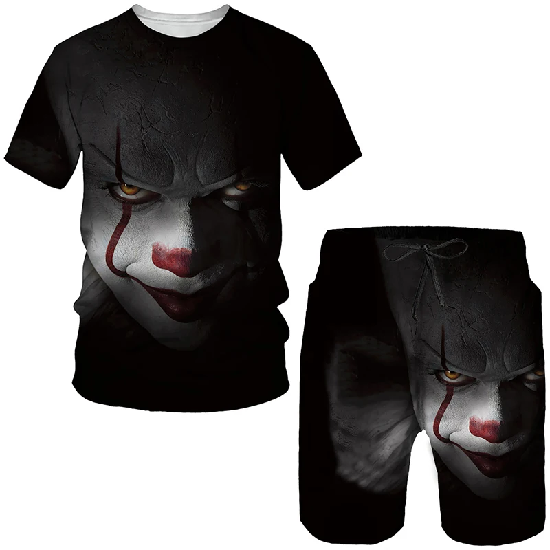 

Horror Movie Clown 3D Print Tees/Shorts/Suits Funny Halloween Streetwear Clothes Personality Men Women Short Sleeve T-Shirts Set
