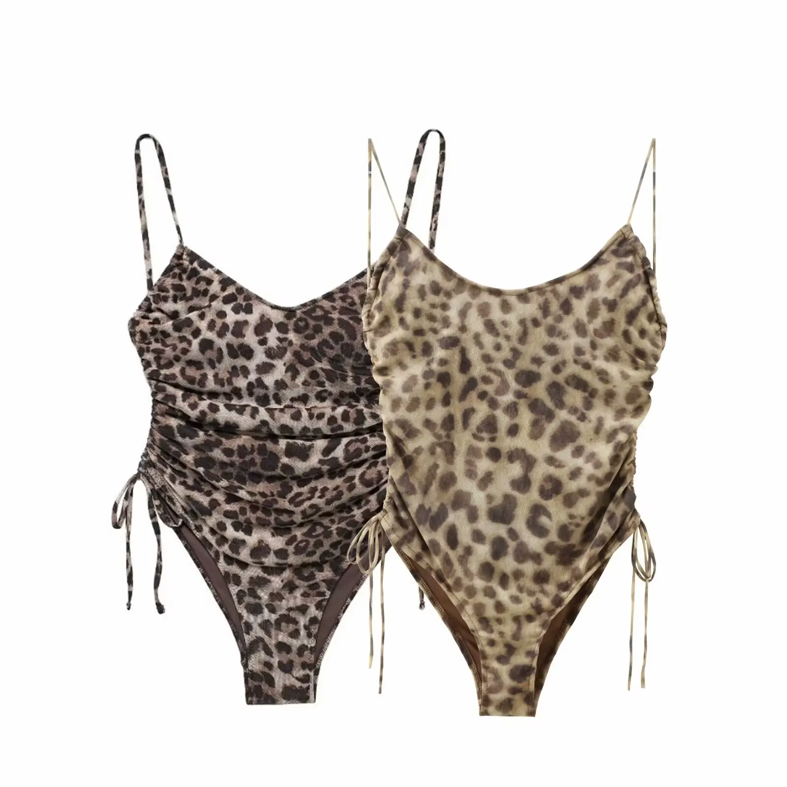 Женский леопардовый сетчатый комбинезон с подкладкой