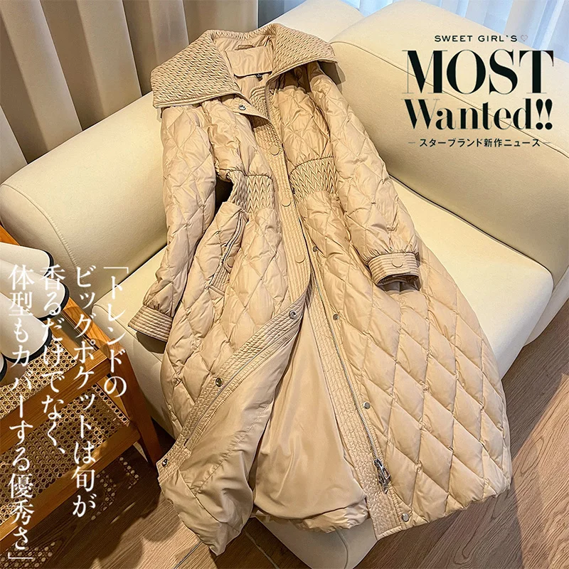 Fashion Design New Luxury Thin Long Coats  85%  White Duck Down  Casacos De Inverno Feminino 2022  Winter Jacket Women