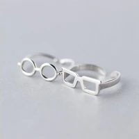 tulx minimalist glasses shape geometric rings for women men trendy tail rings wedding party jewelry adjustable wholesale