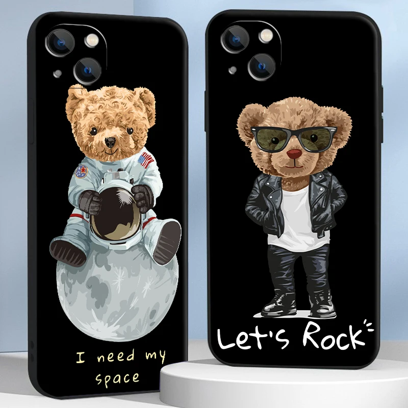 

2022 Bear Fashion Bear For Apple iPhone 11 12 13 Pro 13 12 Mini X XR XS Max 5 6 7 8 Plus Phone Case Liquid Silicone Cover fundas