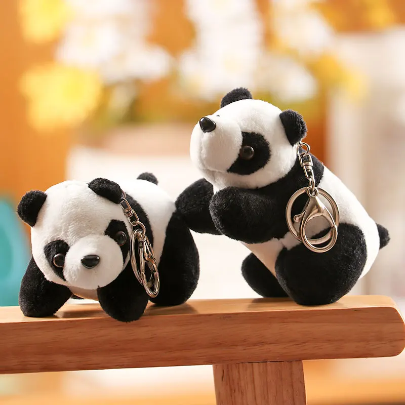 

10cm Cute Cartoon Panda Plush Stuffed Animal Toys Key Chain Key Ring Women Girls Bag Pendant Plush Doll Kids Toy Birthday Gifts