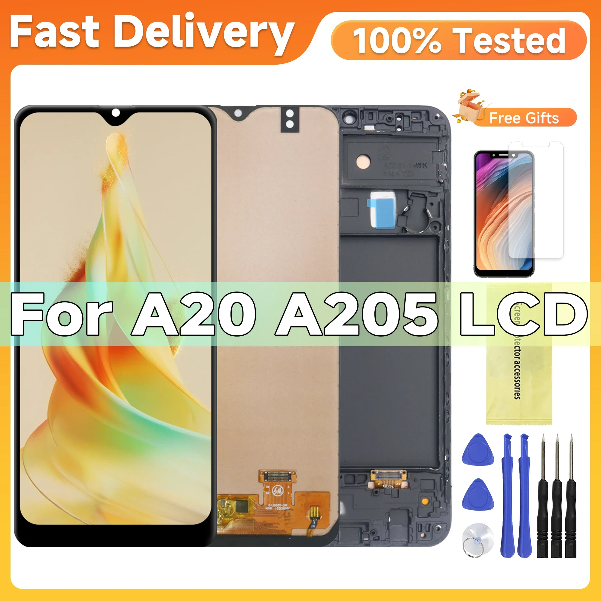 Для Samsung Galaxy A20 A205 A205F A205FN A205G A205YN A205W A205U A205S ЖК-дисплей с сенсорным экраном и