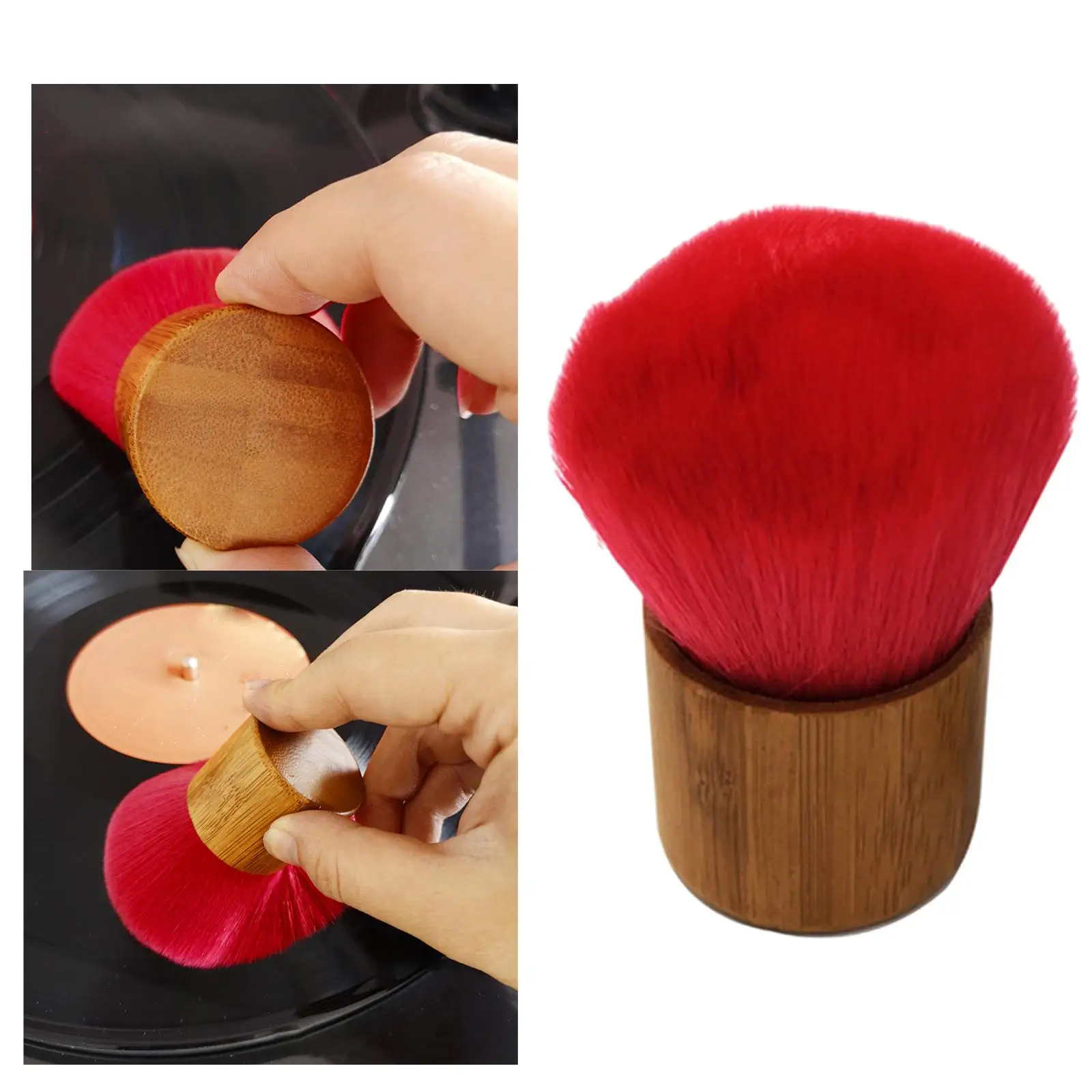 

Vinyl Record Cleaner Brush Clean Anti-Static Wooden Handle Accessories Soft Dust Brush for Albums CD Cartridge Turntable