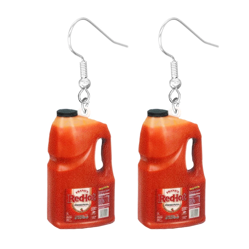 Милые серьги-подвески с изображением соуса чили кетчупа бутылки хип-хопа