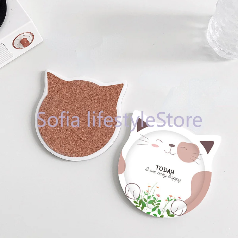 Подставка под чашку в форме кошки коврик подставка для чашки кофе столовые