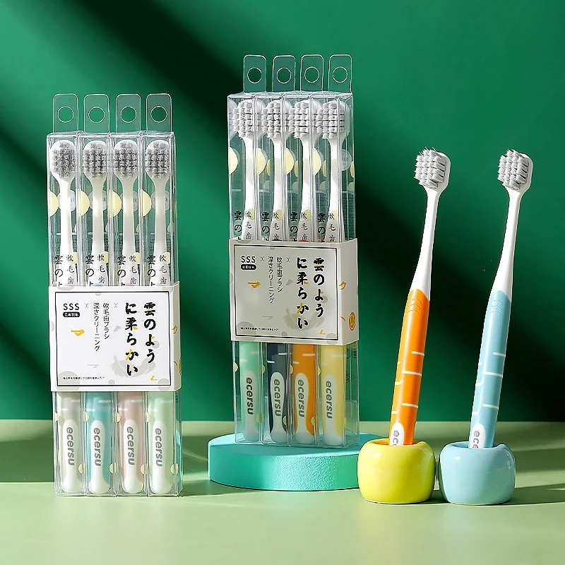 

Adult Antibacterial Toothbrush 4-Pack Household Couple Wide Head Ultra Fine Soft Hair Toothbrush