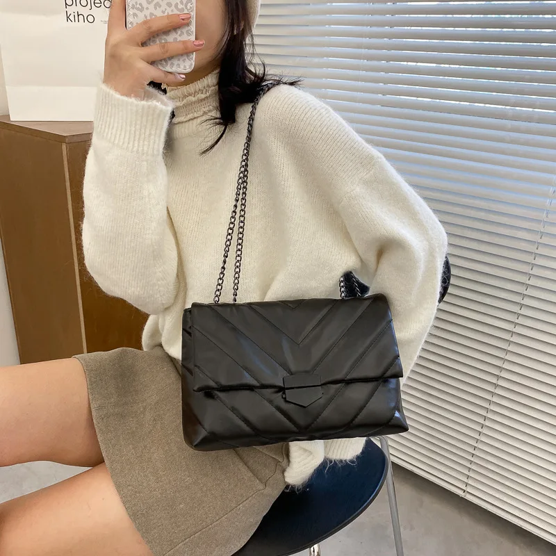 

New Casual Chain Crossbody Bags For Women Fashion Simple Shoulder Bag Ladies Designer Handbags PU Leather Messenger Bags