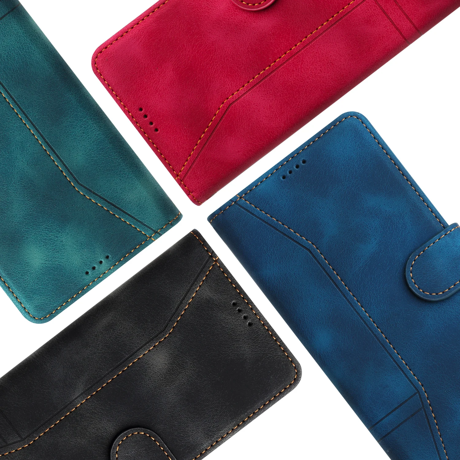

Solid Color Flip Leather Phone Case For IPhone 6 7 8 SE 2022 XS XR XS Max 11 12 13 14 15 Pro Plus Mini Card Wallet Back Cover