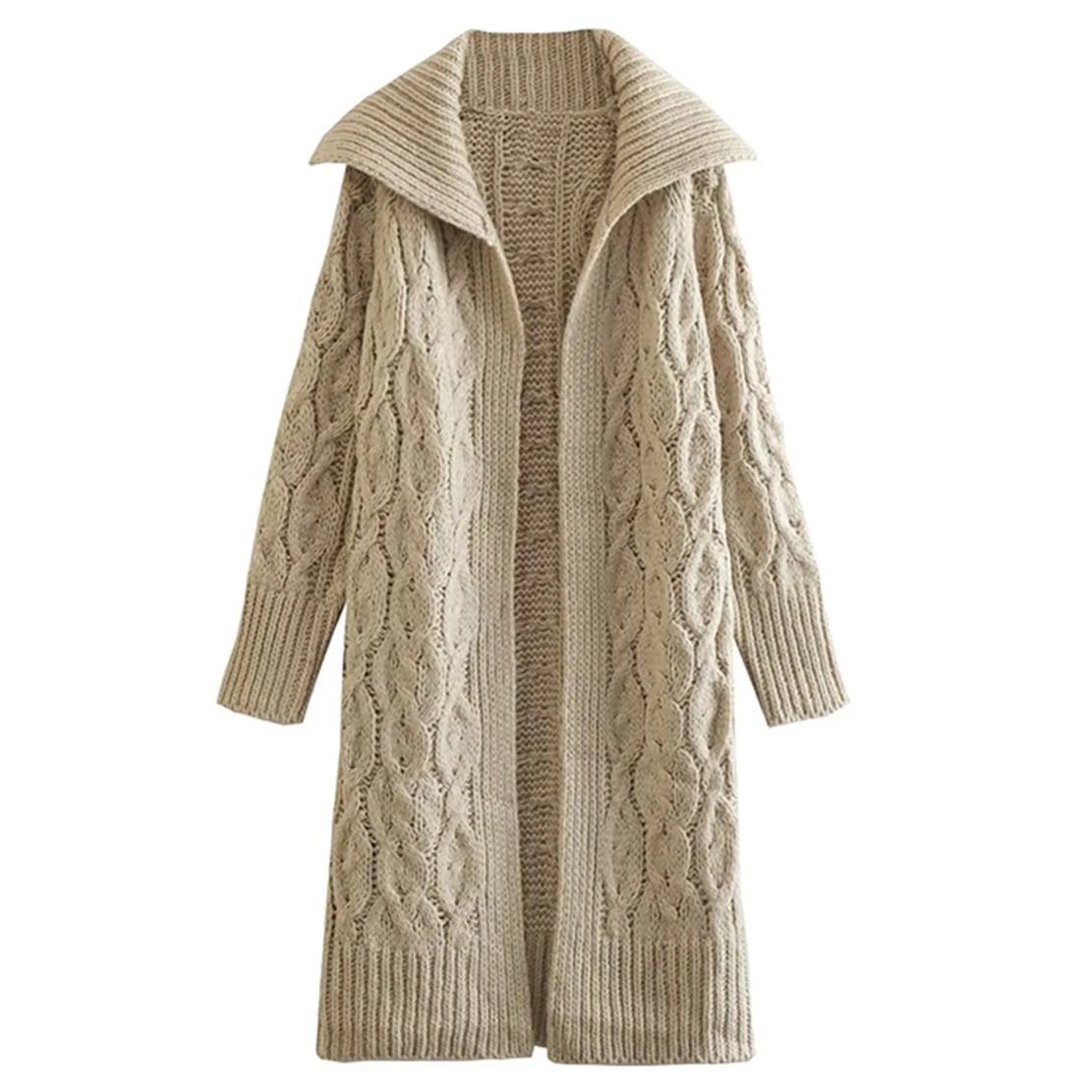 

Dave&Di Indie Folk Long Cardigans Women Vintage Knitted Trench Coat