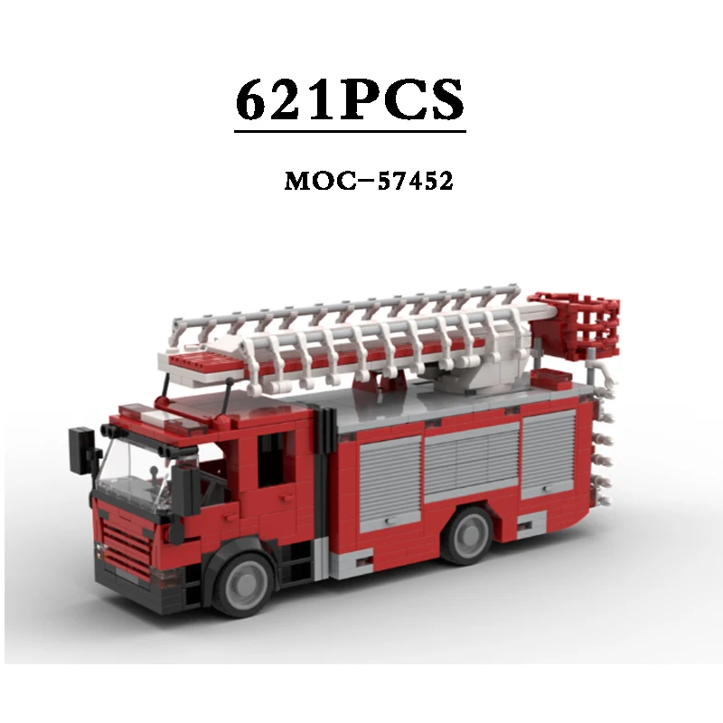 Строительные блоки MOC-57452F320 Пожарная машина Пожарно-спасательная в сборе Модель