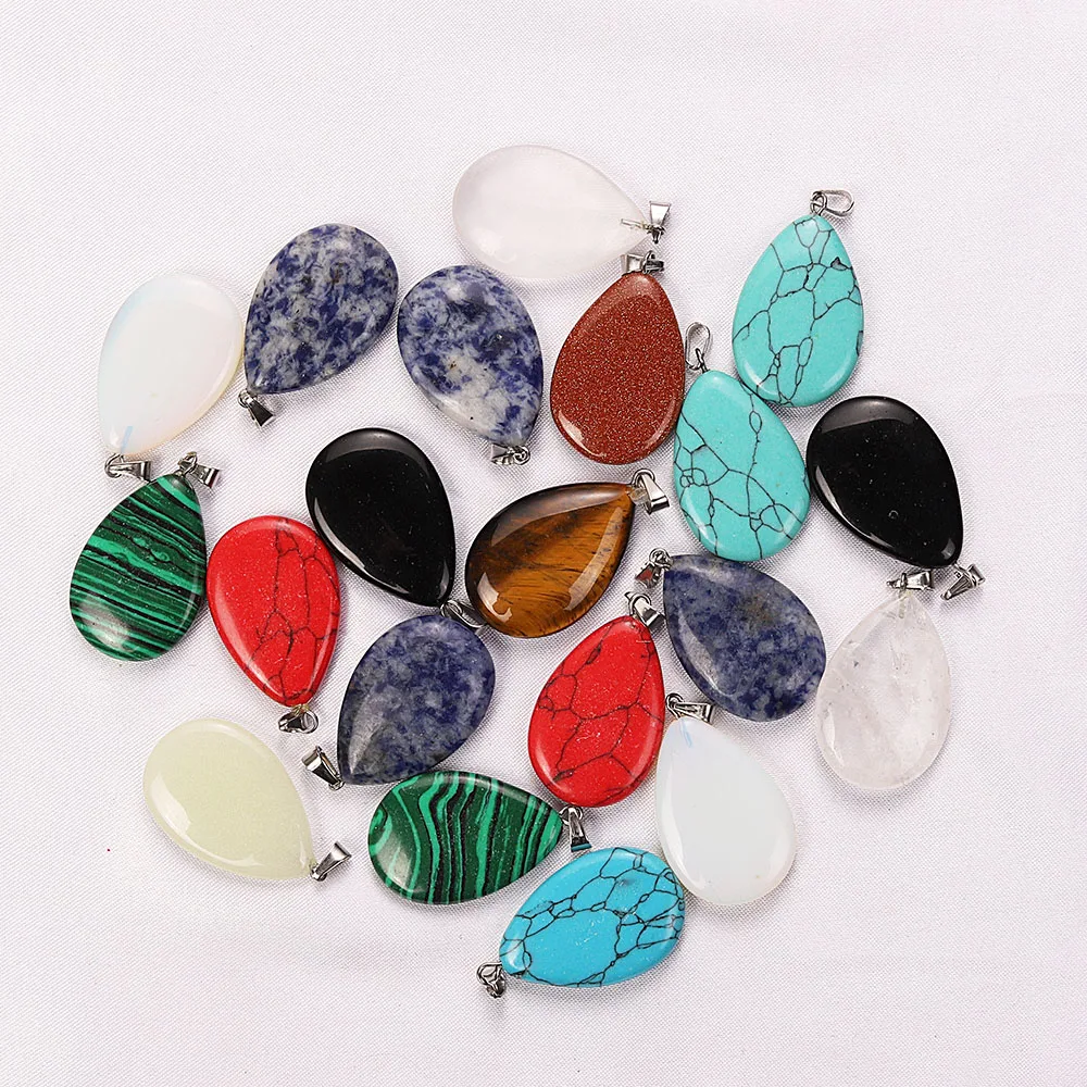 

QianBei Bulk 20pcs Color Malachite Drop Bead Natural Stone Beads Jewelry Women Men Findings Beads For Necklace Free Shipping