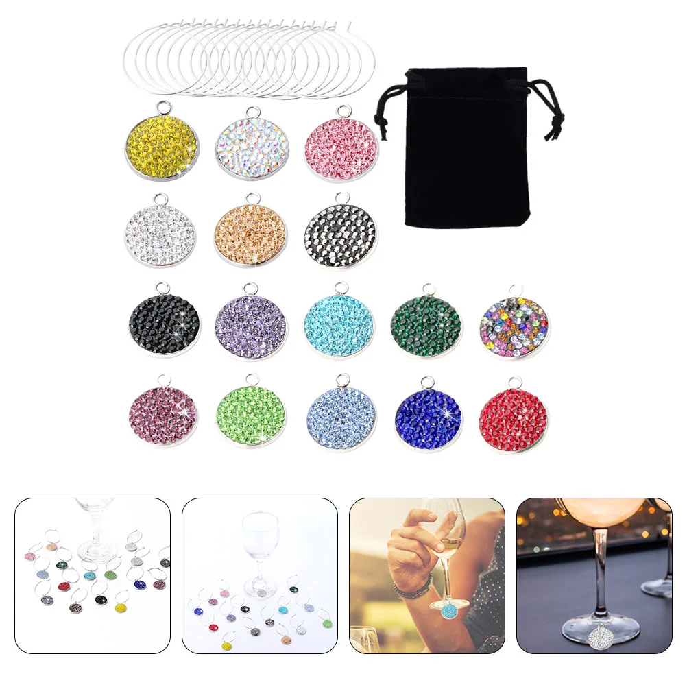 

1 Set Diamond-encrusted Glass Markers Multipurpose Cup Identifiers Delicate Glass Charms for Banquet Party Decor