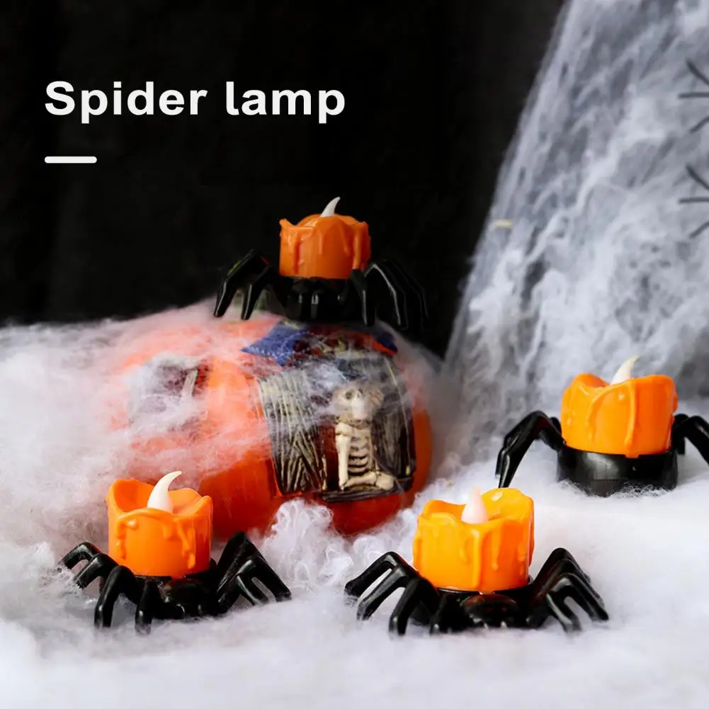 

Свеча на Хэллоуин, искусственный паук, искусственный чай, безопасная беспламенная Светодиодная свеча для Хэллоуина, искусственное украшение